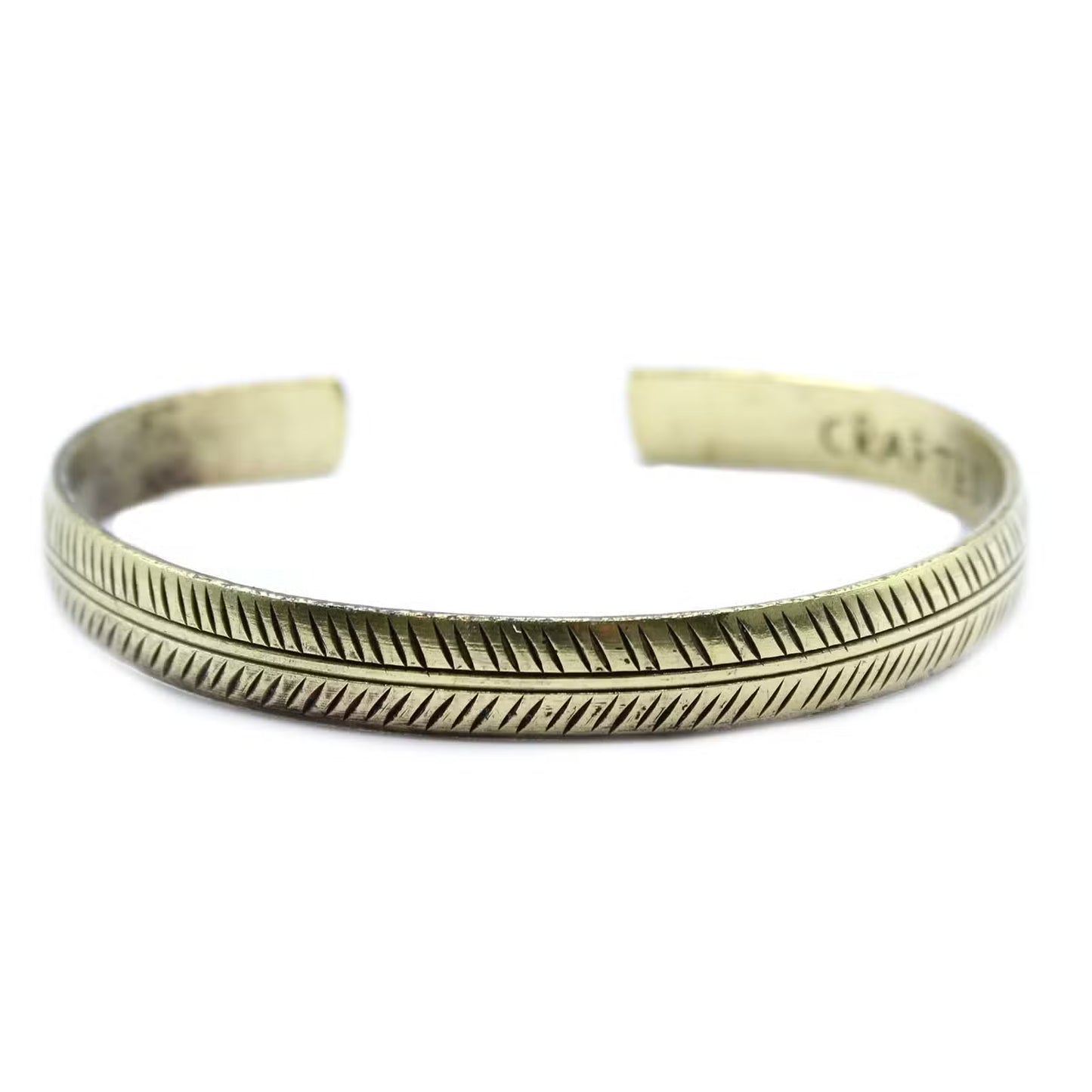 Slim Tribal Leaf Bracelet – Handmade Brass, Nepal