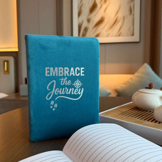 Light Blue Velvet Notebook – Embrace The Journey