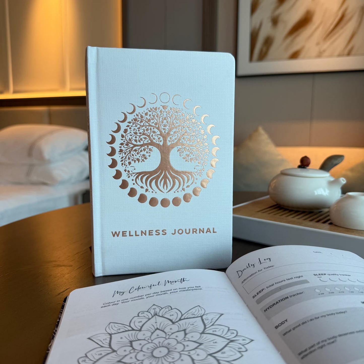 White Wellness Journal – Rose Gold Tree of Life