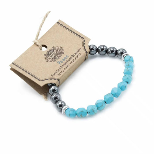 Faceted Turquoise Gemstone Bracelet – Magnetic Healing Bracelet