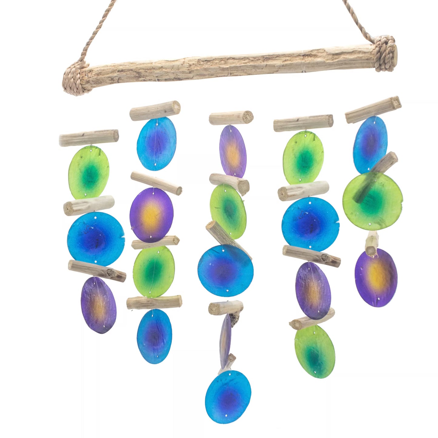 Emerald & Amethyst – Driftwood & Capiz Wind Chime
