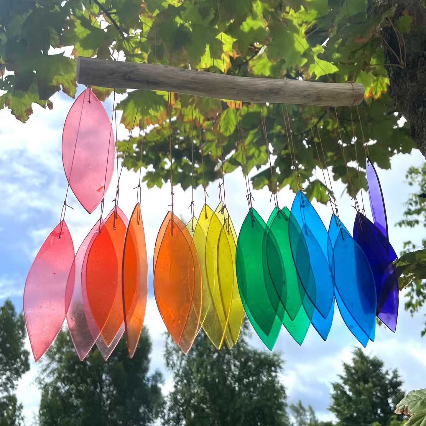 Tinkling Rainbows - Recycled Glass & Driftwood Wind Chimes